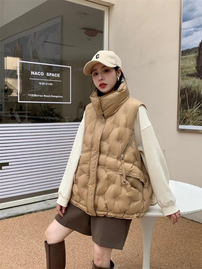 羽绒马甲女2022秋冬新款加厚保暖连帽马夹外穿坎肩，女装马甲，川哲