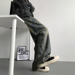 【主推现货S-4XL】水洗直筒牛仔裤男宽松长裤A080-8206-P65控88图片