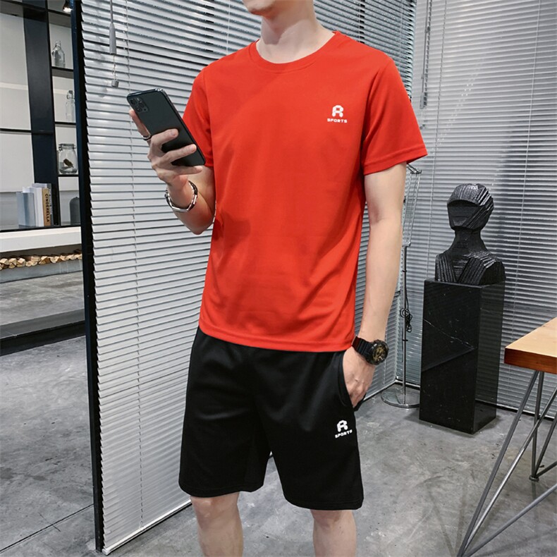 2021夏季新款男士短袖短裤运动套装男两件套A438-019-P30,男装休闲套装,电商A438