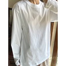 网图现货230G纯色圆领长袖T恤休闲百搭打底衫T002-白P15彩+1单+1，男装T恤，电商C310