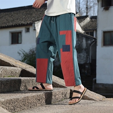 风乞丐补丁棉麻裤K204-P60，男装休闲裤，星座816A（原B366）