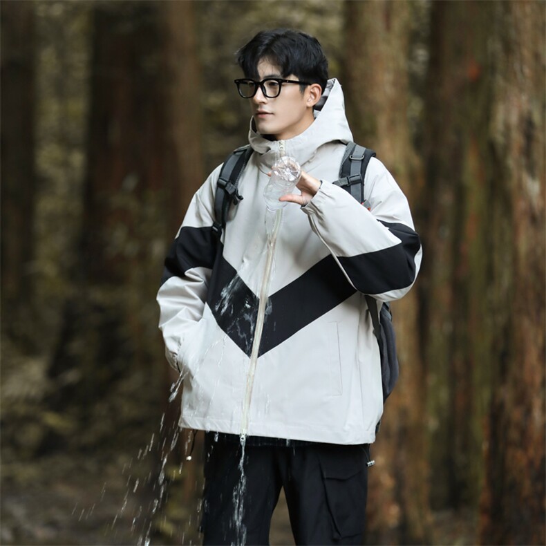 2025新款冲锋衣拼接外套男秋冬季防风防水登山服潮夹克JK3320-P50,男装夹克,星座1105-2