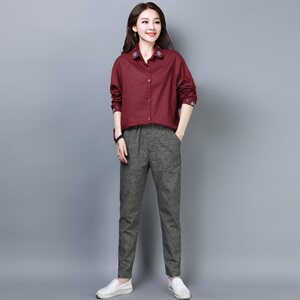 裤子2021年秋季纯色时尚显瘦修身百搭优雅口袋潮流简约图片