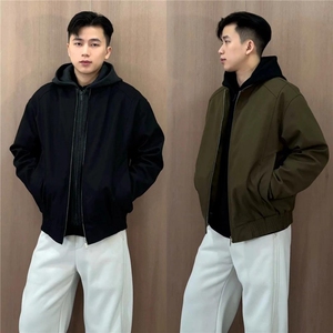 滴滴小新 假两件棉衣连帽加厚夹克毛绒内里外套男 H1165 特P118图片