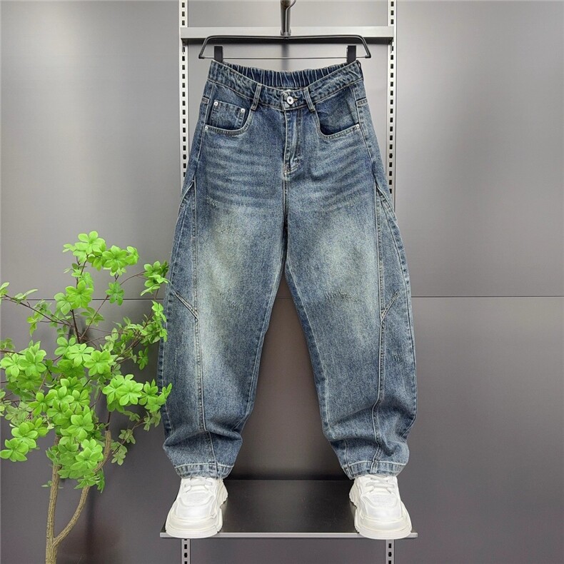 1506-1/QK8960/p52春秋美式弯刀宽松筒裤痞帅直筒多巴胺长裤图片