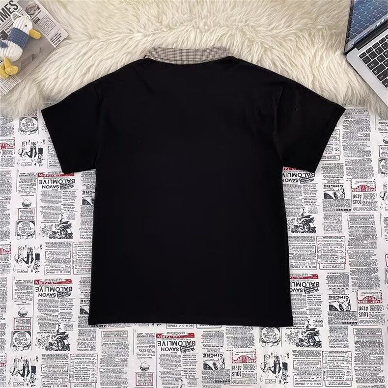 假两件拼接格子polo衫短袖男款翻领T恤穿搭半袖t恤潮流PL62P39,男装T恤,星座1013-5