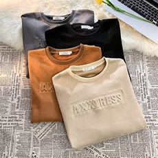 麂皮绒重磅圆领卫衣男秋季新品美式潮牌高街宽松套头W844P35，男装卫衣，星座1116-2