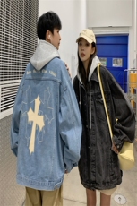 2025春季港风情侣假两件连帽牛仔夹克外套帽子可拆卸JK734-P88，男装夹克，星座912-1（原星座914-5）