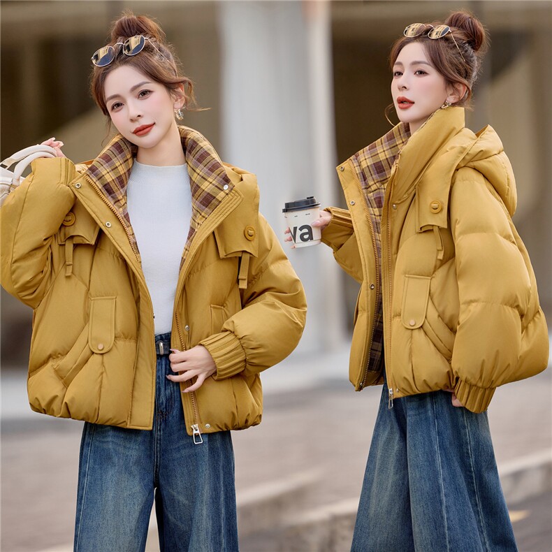 新标90绒2025冬季新款加厚保暖白鸭绒连帽羽绒服女图片