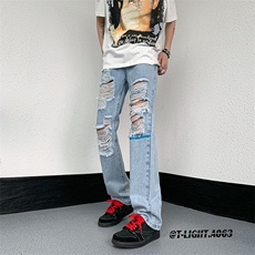 美式高街小众夏季破洞牛仔裤货号K726P60，男装牛仔裤，电商A063