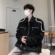 拉链装饰衬衫男长袖韩版解构设计感小众痞帅衬衣发型师C8899-P45，男装衬衫，星座1008