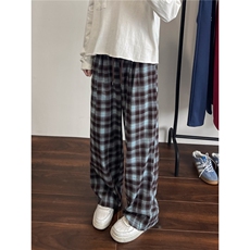A165-K8753-P55控价69格子休闲裤长裤2024秋冬新款小清新中性裤子，男装休闲裤，电商A165