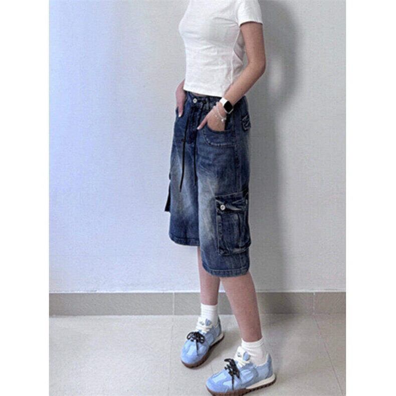 新款美式复古廓形工装牛仔七分裤宽松阔腿中裤女夏季LS8266-p53,男装牛仔裤,星座1008
