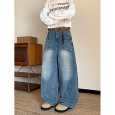 美式复古垂感解构宽松廓形香蕉裤弯刀牛仔裤男女长裤RK3164-P48，男装牛仔裤，星座412-3