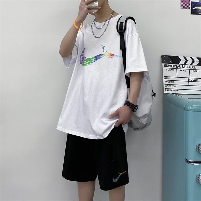 夏季运动套装男休闲宽松潮牌时尚韩版潮流短裤A161-2-TZ04-P50,男装休闲套装,电商A161-2
