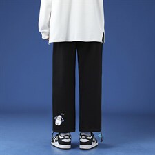 K13167-P35 加绒P45春季束脚直筒运动裤男大码宽松休闲卫裤哈伦裤图片