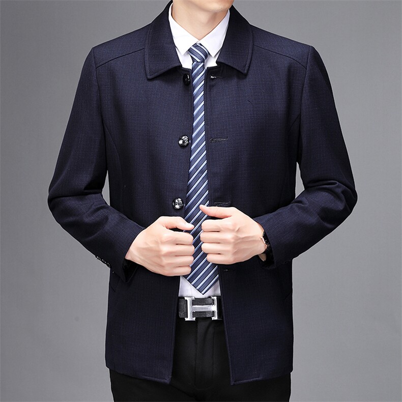 21中青年男士夹克纯色翻领外套商务休闲时尚茄克衫男SJJ8502-P160,男装夹克,电商B212（原钱塘6029）