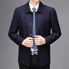 21中青年男士夹克纯色翻领外套商务休闲时尚茄克衫男SJJ8502-P160，男装夹克，电商B212（原钱塘6029）