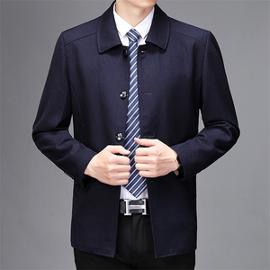 21中青年男士夹克纯色翻领外套商务休闲时尚茄克衫男SJJ8502-P160图片