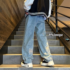 XZ616秋季新款复古设计感刺绣牛仔长裤TY981P55控68，男装休闲裤，星座512A（原616）