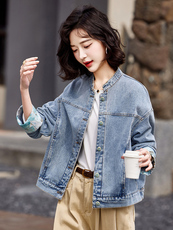 蓝色韩系休闲气质蕾丝拼接牛仔外套女2025早春新款小个子百搭夹克，女装短外套，靓衣阁