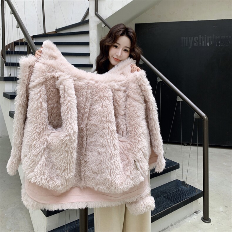 新品粉色皮毛一体外套2C0323156P195K298,女装棉衣/棉服,2C032