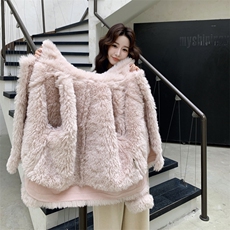 新品粉色皮毛一体外套2C0323156P195K298，女装棉衣/棉服，2C032