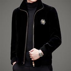 男士2023冬季新款休闲立领外套金貂绒夹克宽松保暖MSNAGM631-P225，男装夹克，电商B212（原钱塘6029）