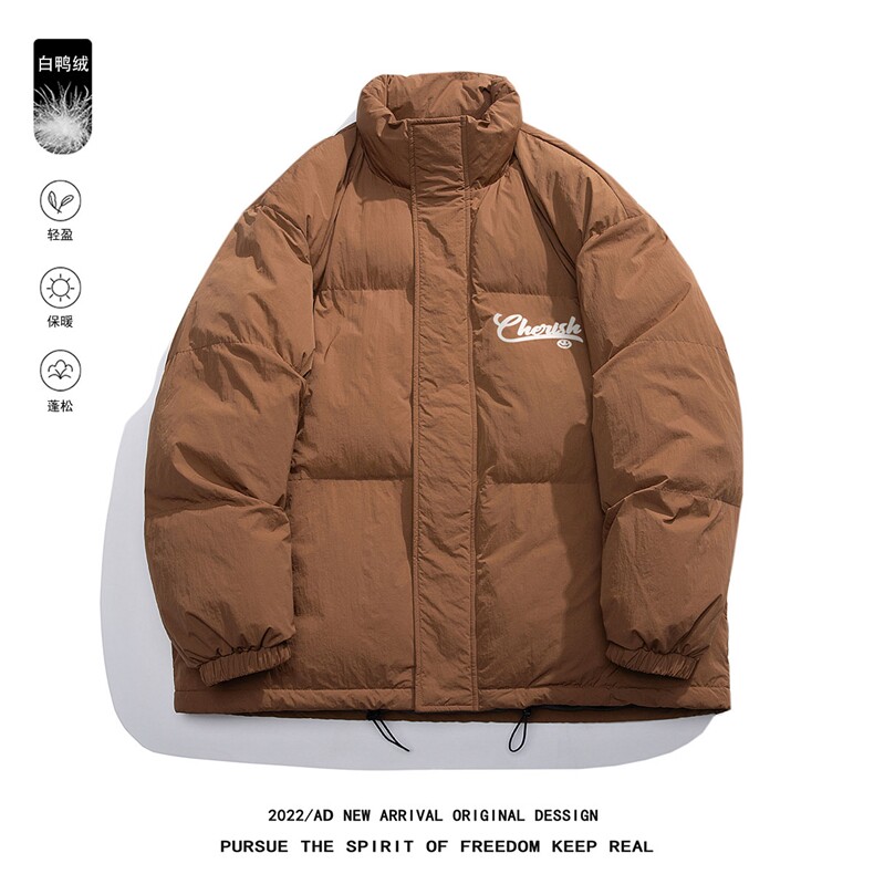 白鸭绒白底22冬季潮流潮牌字母印花加厚立领羽绒服YR191P195控258图片