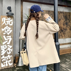 卡其色休闲流行风衣外套女2025年春秋季新款设计感撞色英伦风大衣，女装风衣，2C299