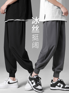 运动风2023春夏薄款束脚休闲裤男士宽松冰丝九分裤子 2026-特批20图片