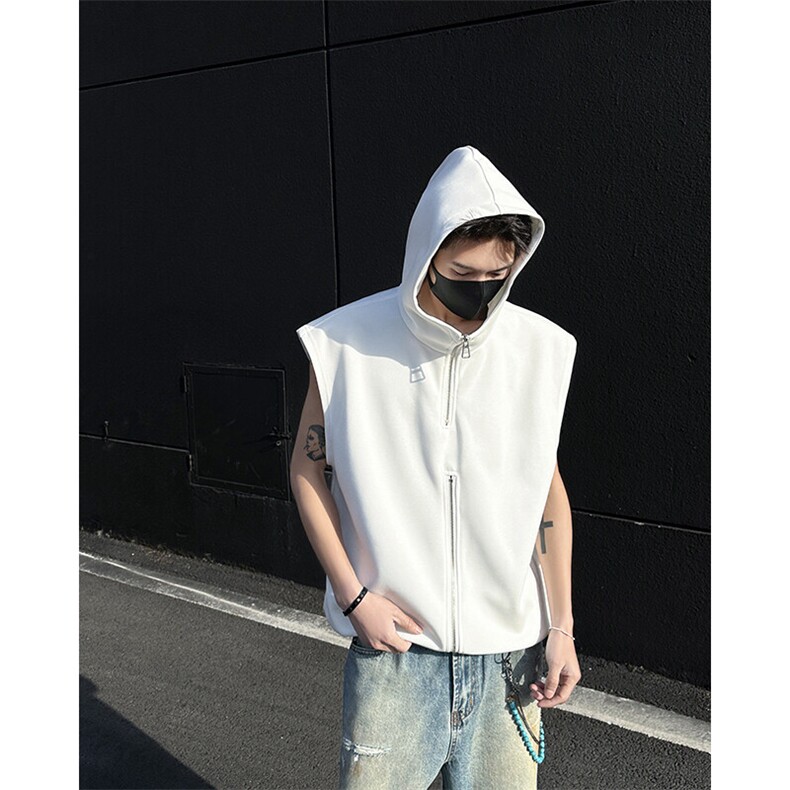 405A美式高阶连帽背心金属拉链设计坎肩T恤T2511-P45控68,男装T恤,星座405A