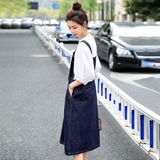 2022夏季新款时尚牛仔背带裙显瘦百搭减龄连衣裙，女装连衣裙，钱塘布衣