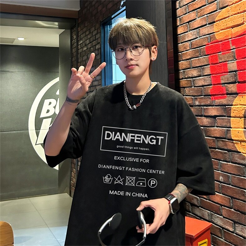电商DSA028-DTLP2417特P19量大优供视频重磅麂皮绒短袖t恤男,男装T恤,电商A028