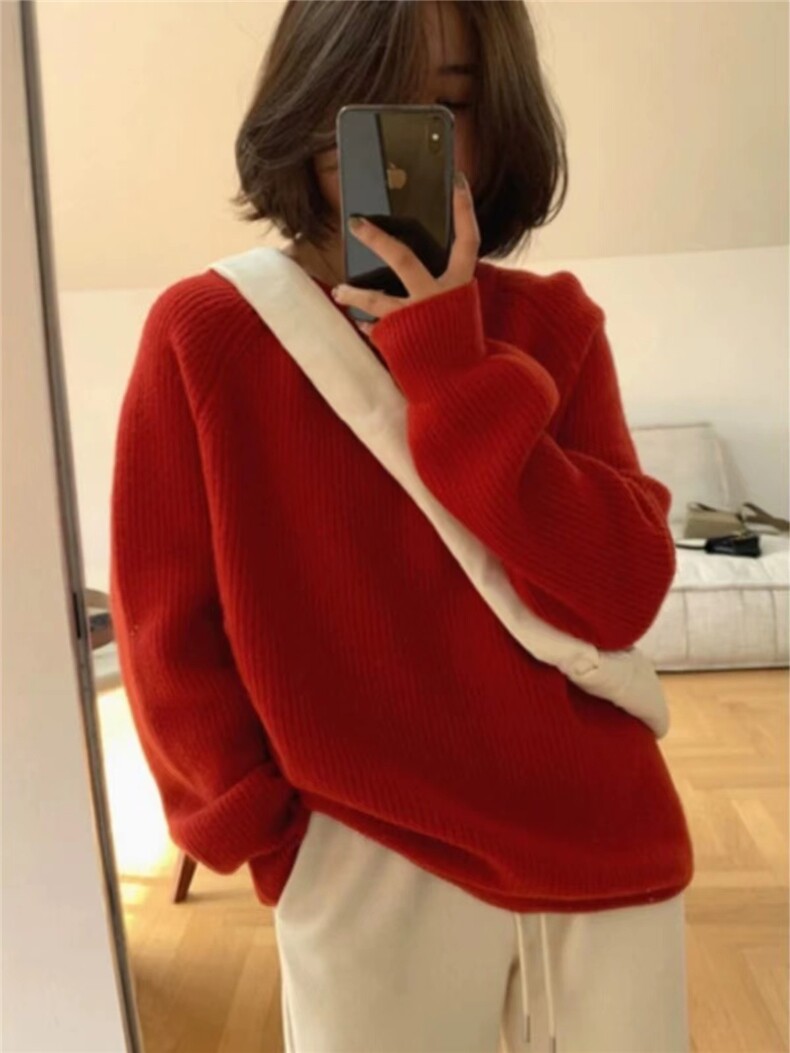 毛衣女套头秋冬宽松针织打底短款显瘦保暖羊毛衫图片
