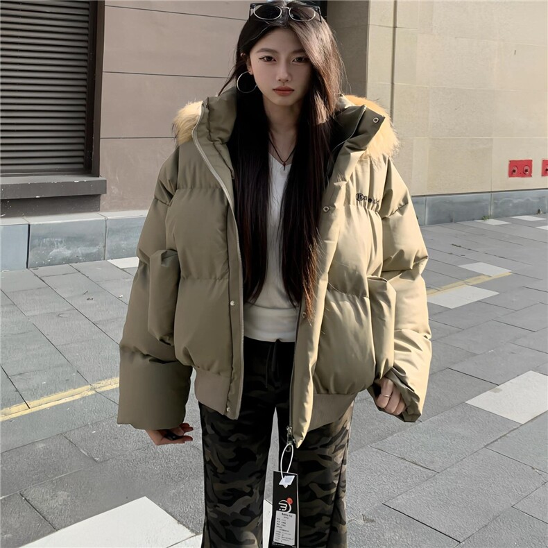 美式复古PU皮棉服女2025冬季新款加厚大毛领情侣休闲保暖棉袄外套,男装棉衣,星座506A