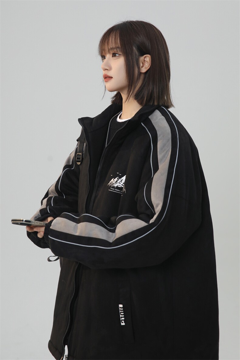 加绒加厚棉衣男女棉服雪山印花面包服立领棉袄中性外套1619H-P90,男装棉衣,星座207