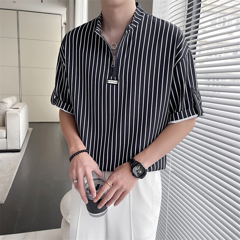 轻熟风~2026夏季新款条纹中袖T恤衫 V5013/P50图片