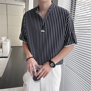 轻熟风~2026夏季新款条纹中袖T恤衫 V5013/P50图片