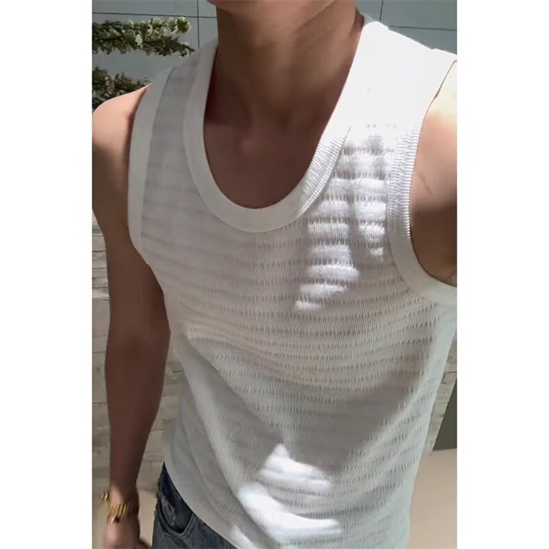 夏季新品青少年港风潮流无袖短袖流行简约百搭背心坎肩图片