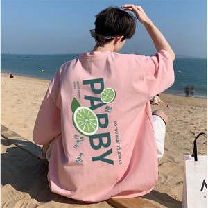 短袖男夏季纯棉重磅圆领t恤潮牌潮流2025新款宽松美式高街上衣服图片