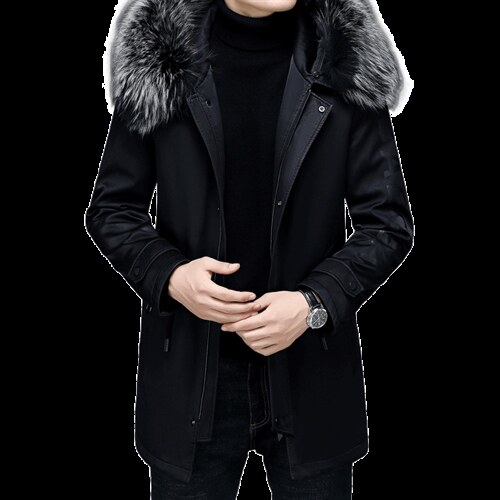 冬装新款白鹅绒羽绒服狐狸毛领中老年爸爸装外套ALXBL9011-P610，男装羽绒服，电商B212（原钱塘6029）