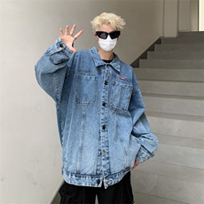 男装牛仔外套2026秋爱心字母印花男生翻领夹克XZ514-2-N102-P88，男装工装外套，星座514-2(原B239)