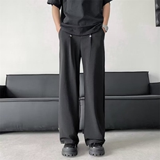 休闲西裤男2024夏季新款树枝刺绣设计感直筒垂感青少年裤子，男装西裤，星座716-2