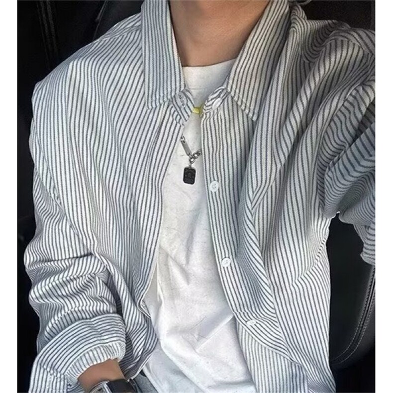 男士长袖衬衫2025春秋季复古细密格纹休闲通勤宽松男衬衣CH1010，男装衬衫，星座1116A（原606A-3）