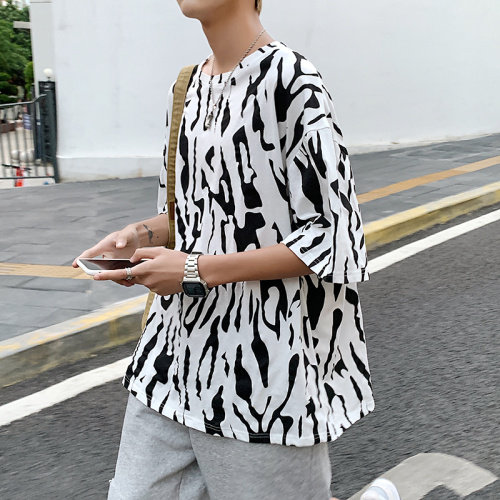 夏季港风T恤男宽松满印花中性风t恤情侣款DS-A160-1-T107-P30图片
