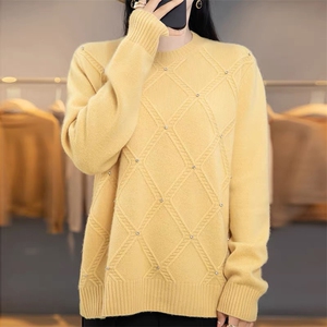 简约女装软糯35%羊绒短款秋冬新品加厚宽松针织打底衫图片
