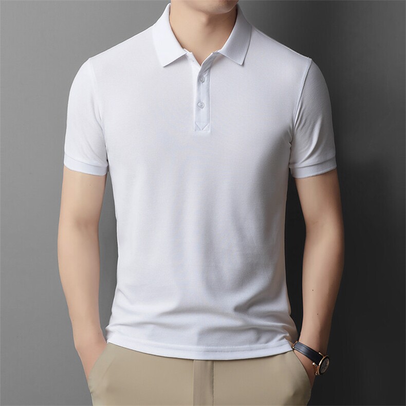 新款男士简约短袖翻领透气休闲纯色体恤POLO衫品质上衣男装，男装Polo衫，钱塘6003（原4033）