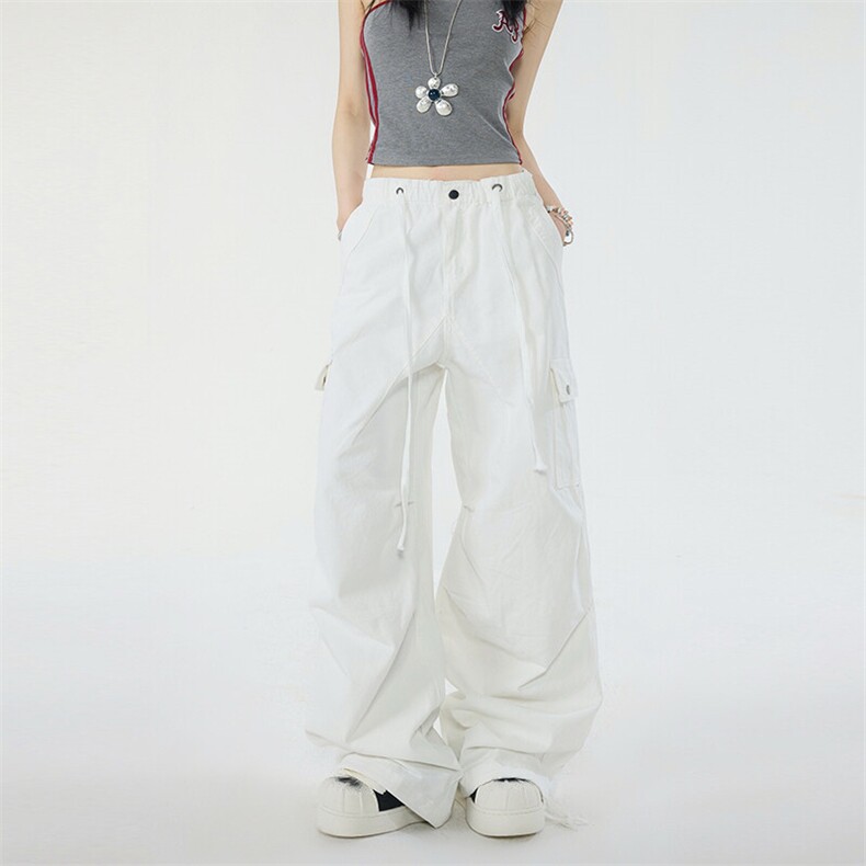 美式复古大口袋工装牛仔裤女夏季美式宽松休闲阔腿裤YD9002-P75,男装牛仔裤,星座509