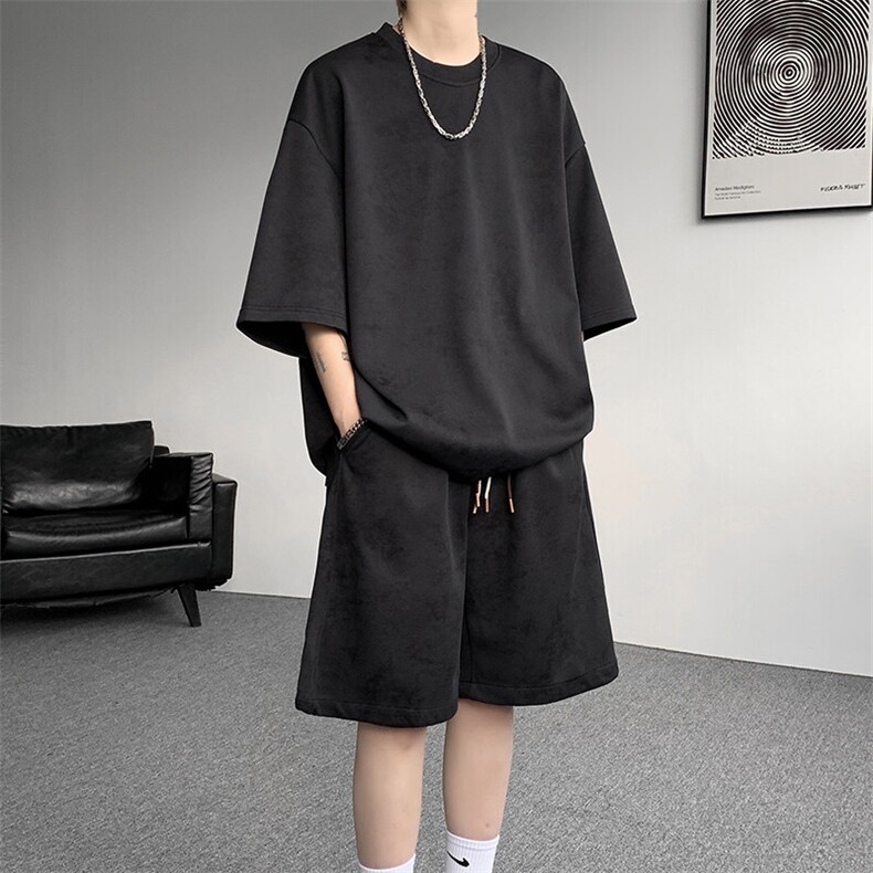 8XL-M青少年扎染短袖t恤休闲运动套装男生夏季宽松大码TZ38001P55,男装T恤,电商B312